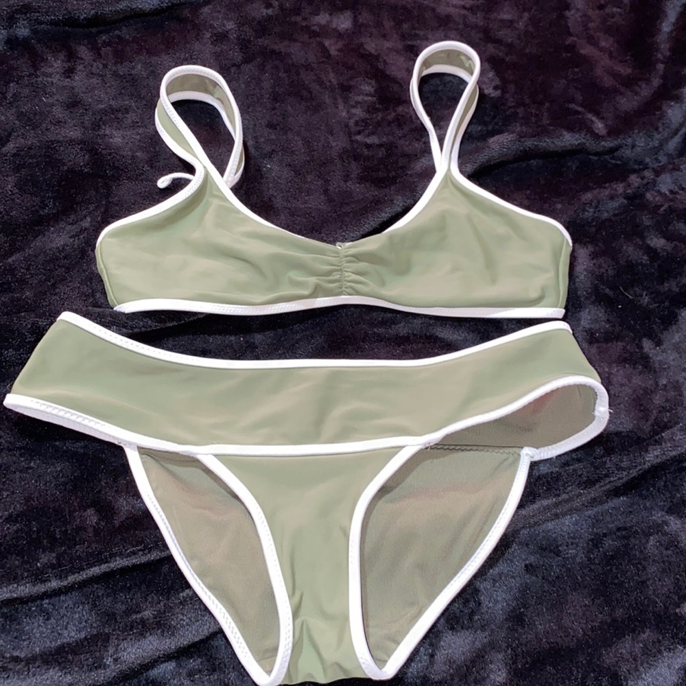 Aerie Green & White Bikini Set